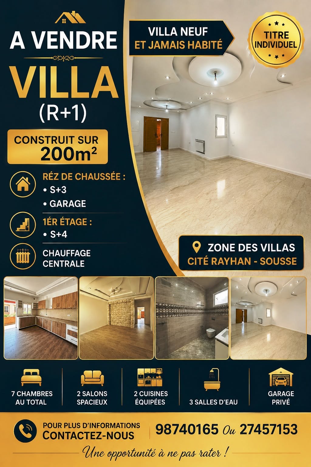 Villa r1 neuf et jamais habité cité rayhan sousse