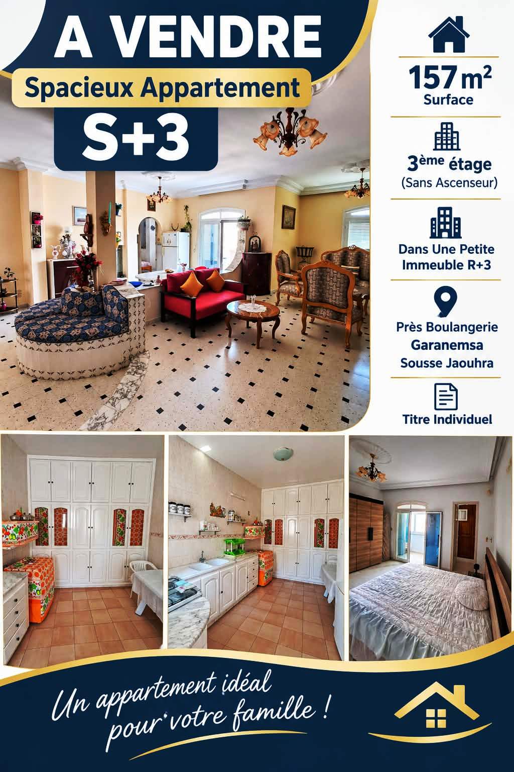Appartement s3 prés boulangerie garanemsa sousse