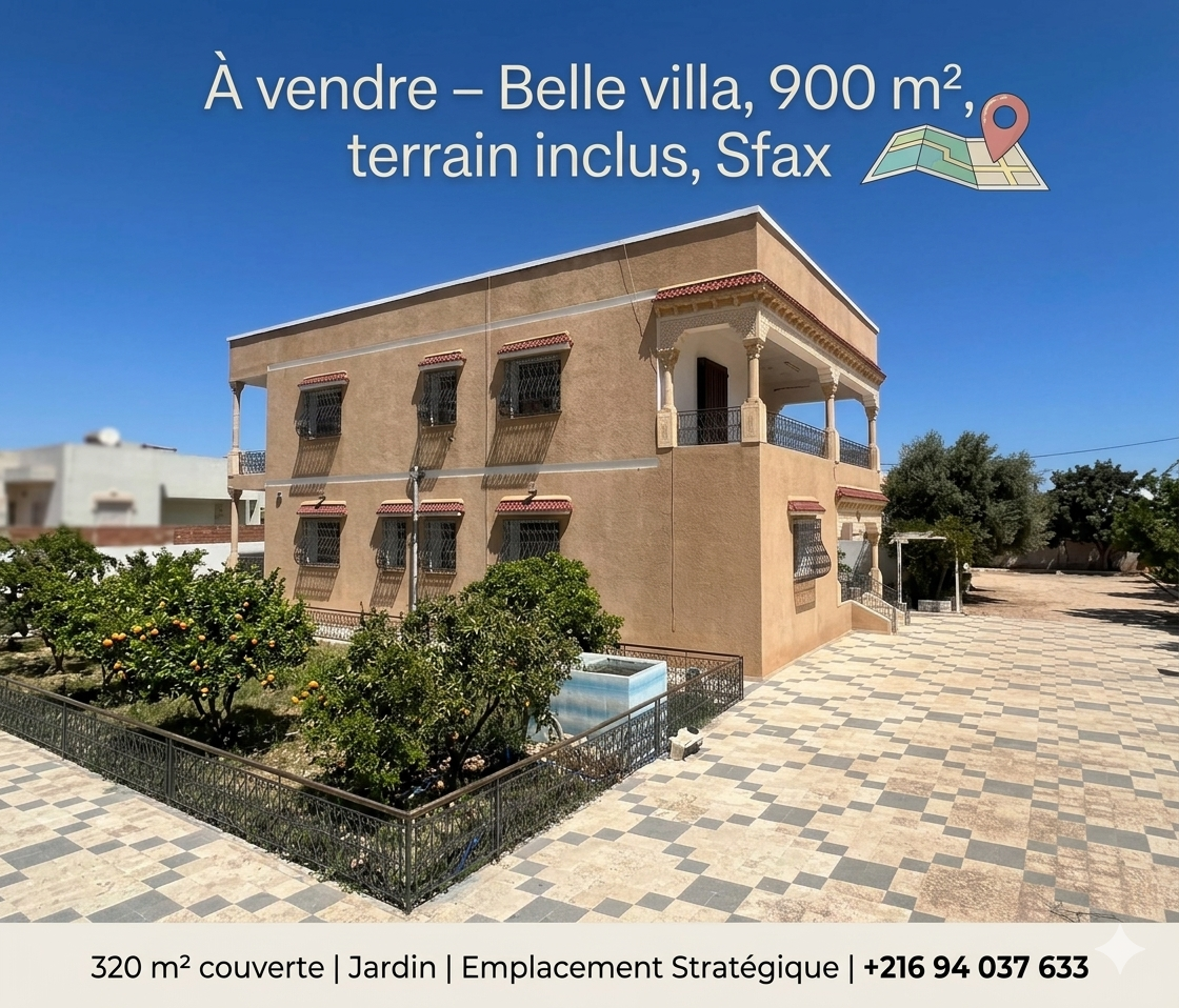 Villa bâtie à sfax