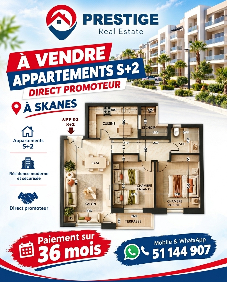 Appartement direct promoteur skanes monastir