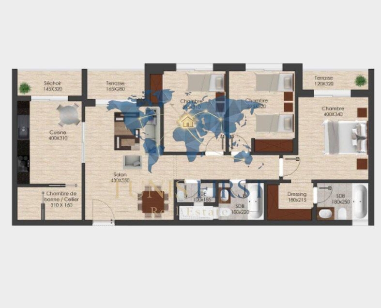 Appartement s3 à ain zaghouan nord