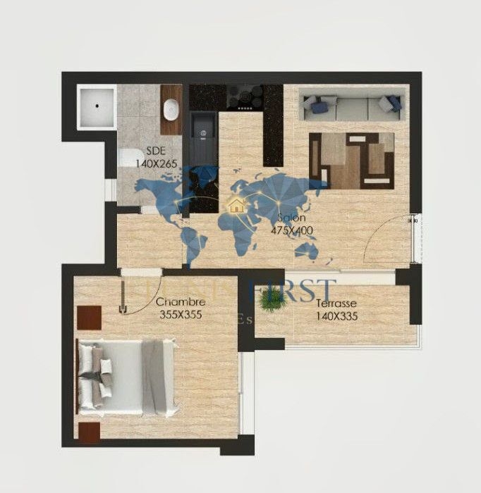 Coquet appartement s1 à ain zaghouan nord