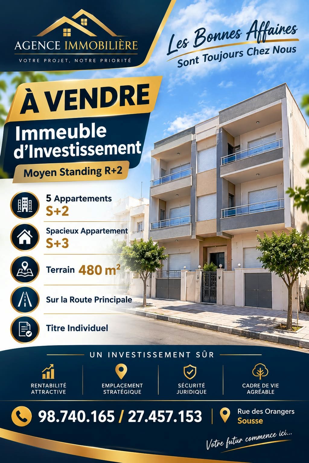 Immeuble moyen standing r2 rue des orangers sousse