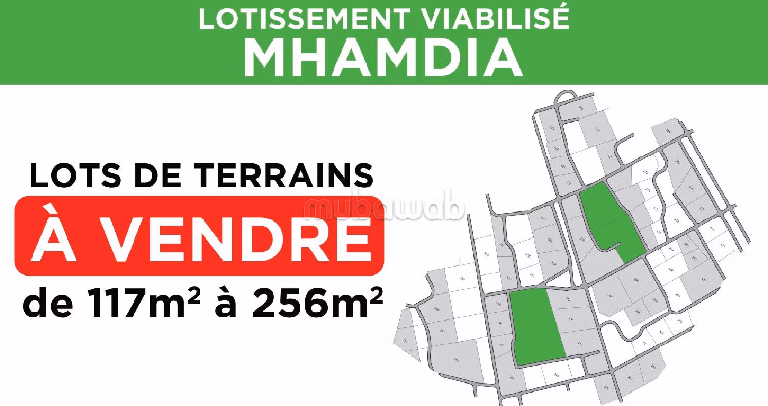 Terrain à acheter à Cité Bou Akroucha. Superficie 117 m²