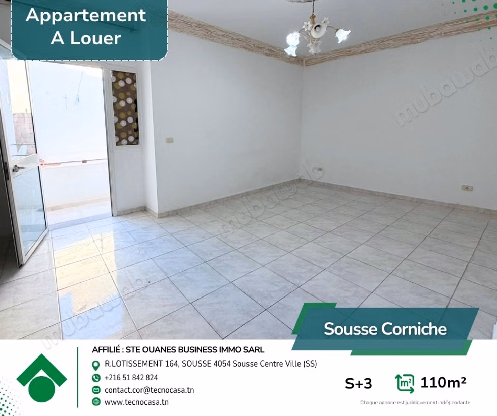 A louer un appartement S3 sans meuble